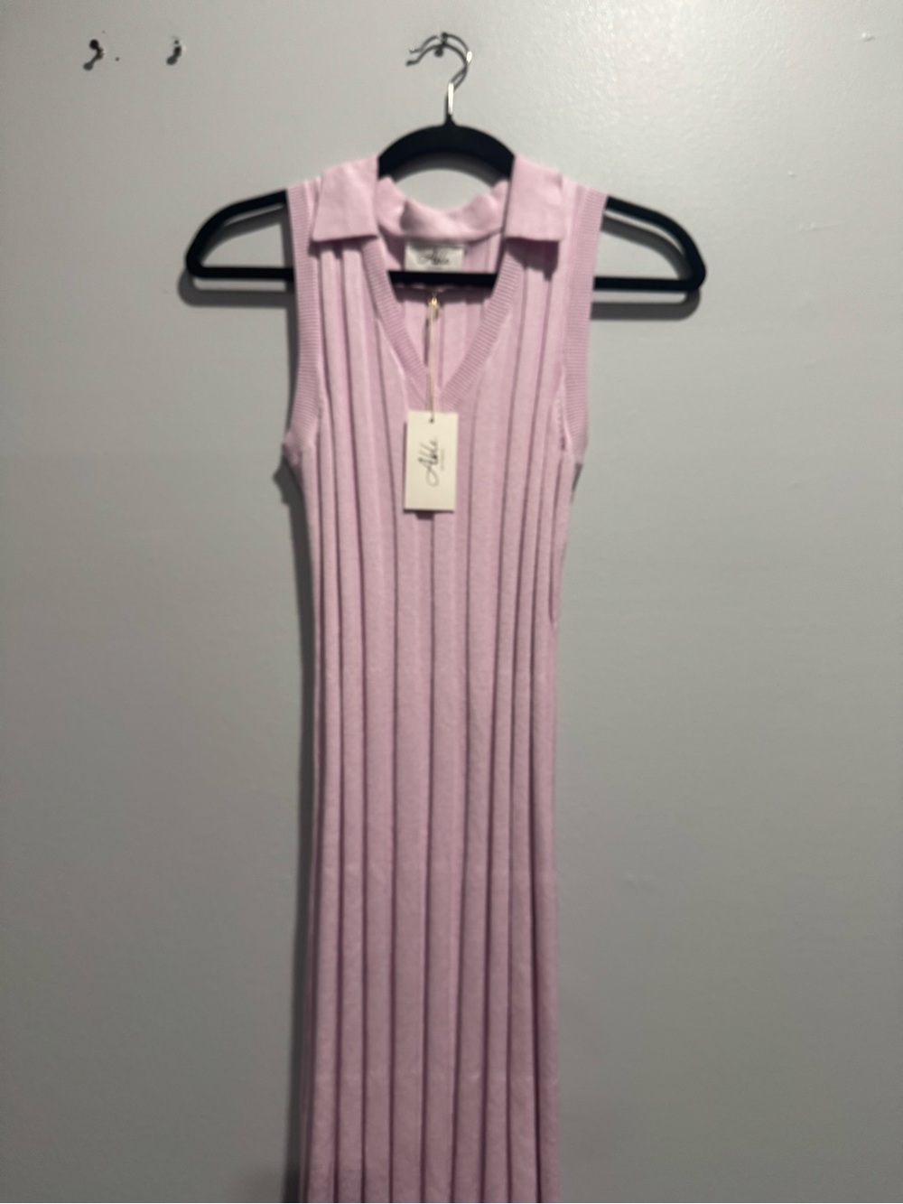 Able Los Angeles Sleeveless V-Neck Ribbed Maxi Dress in Light Pink - Picture 5 of 6